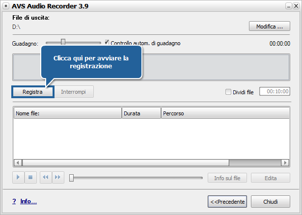 Come registrare audio