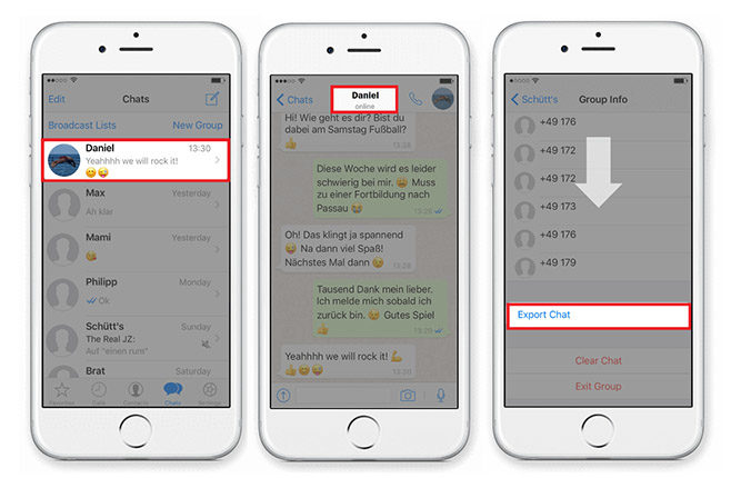 export chat on WhatsApp - iPhone